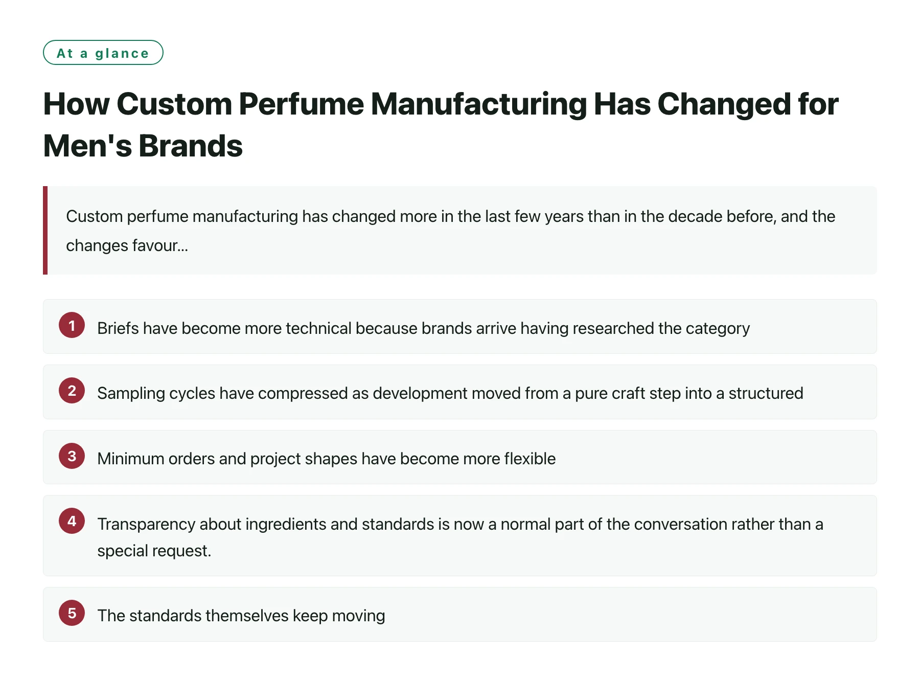 How Custom Perfume Manufacturing Has Changed for Men's Brands——全文要点速览